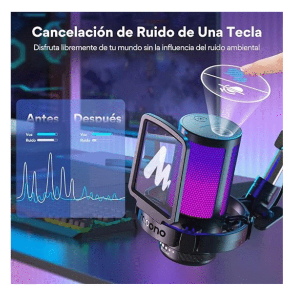Micrófono Maono DGM20S USB, RGB, condensador, para streaming y gaming - Achorao