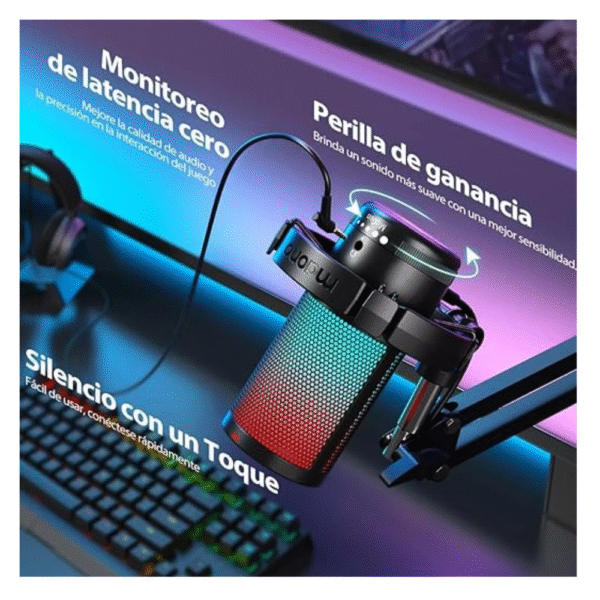 Micrófono Maono DGM20S USB, RGB, condensador, para streaming y gaming - Achorao
