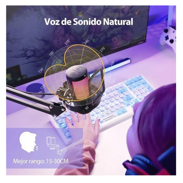 Micrófono Maono DGM20S USB, RGB, condensador, para streaming y gaming - Achorao