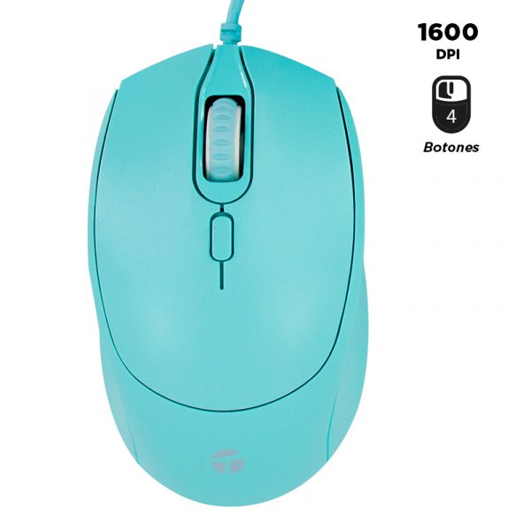 Mouse Óptico Teros TE-1227S, 800-1200-1600 DPI USB 4 Botones, Color Verde - Achorao