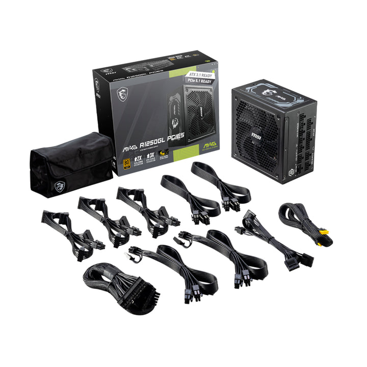 Fuente de poder MSI MAG A1250GL, 1250 W, 80 Plus Gold, ATX - Achorao