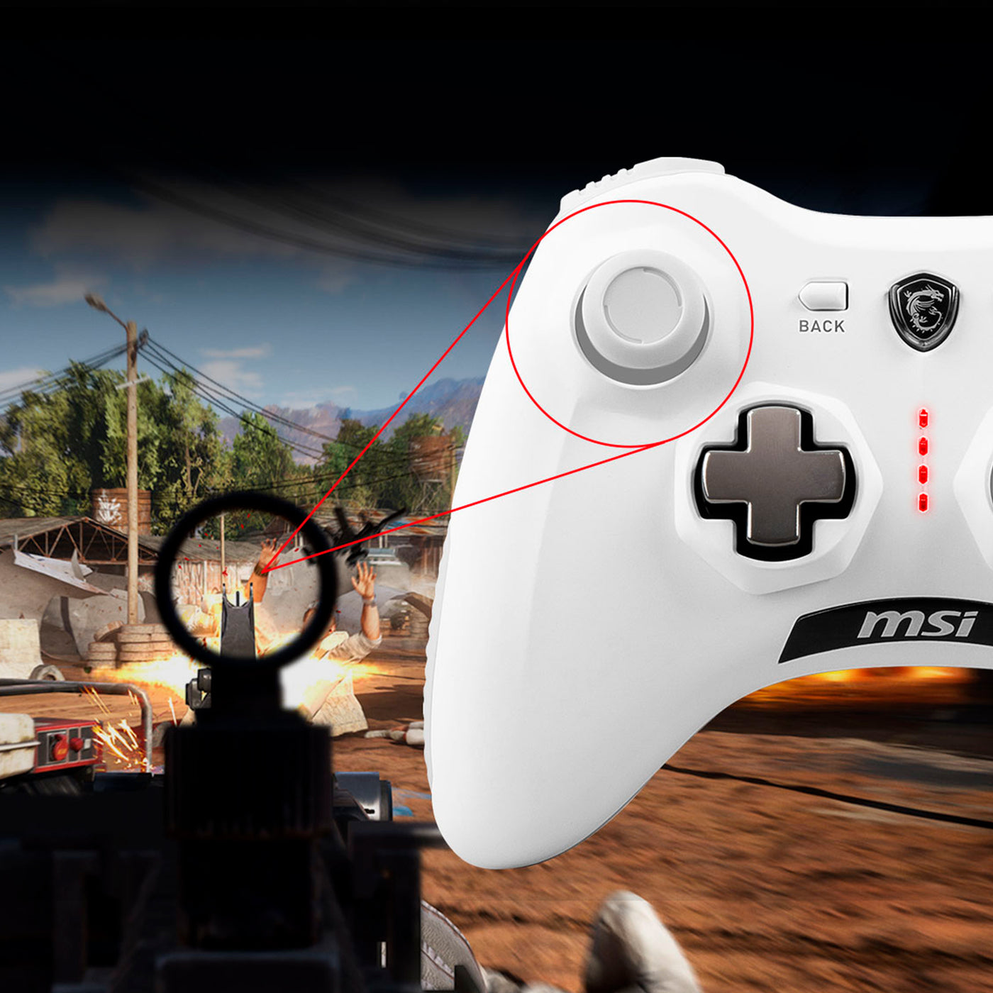 Mando Inalambrico MSI Force GC30 V2 White Gaming Controller - Achorao