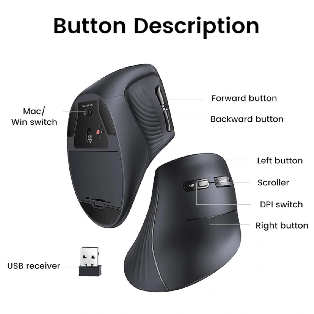 Mouse inalámbrico UGREEN Vertical ergonómico Multi-mode MU008