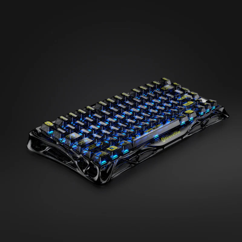 Teclado Gamer Mecánico Gravastar Mercury K1 Lite, Inalámbrico, Layout Inglés, Color Transparent Black - Achorao