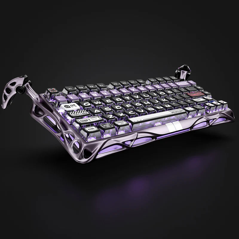 Teclado mecánico Gamer GravaStar MERCURY V75 PRO HE Cableado Ingles, Iron Purple - Magnetic Switch - Achorao