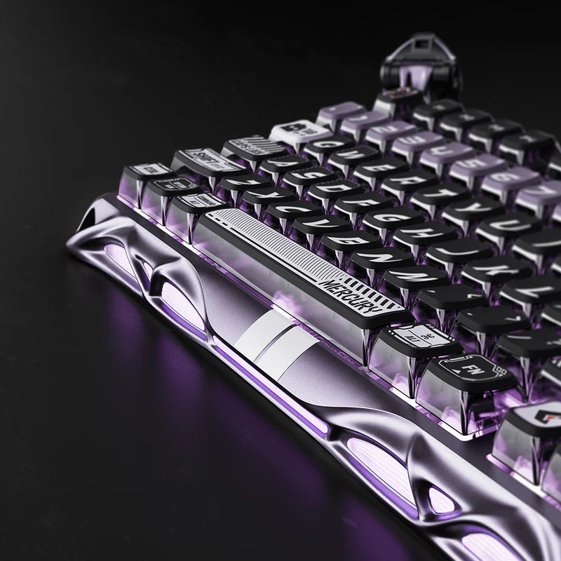 Teclado mecánico Gamer GravaStar MERCURY V75 PRO HE Cableado Ingles, Iron Purple - Magnetic Switch - Achorao