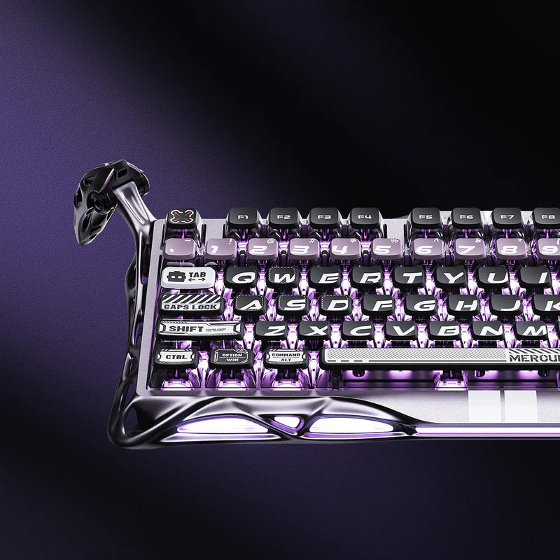Teclado mecánico Gamer GravaStar MERCURY V75 PRO HE Cableado Ingles, Iron Purple - Magnetic Switch - Achorao