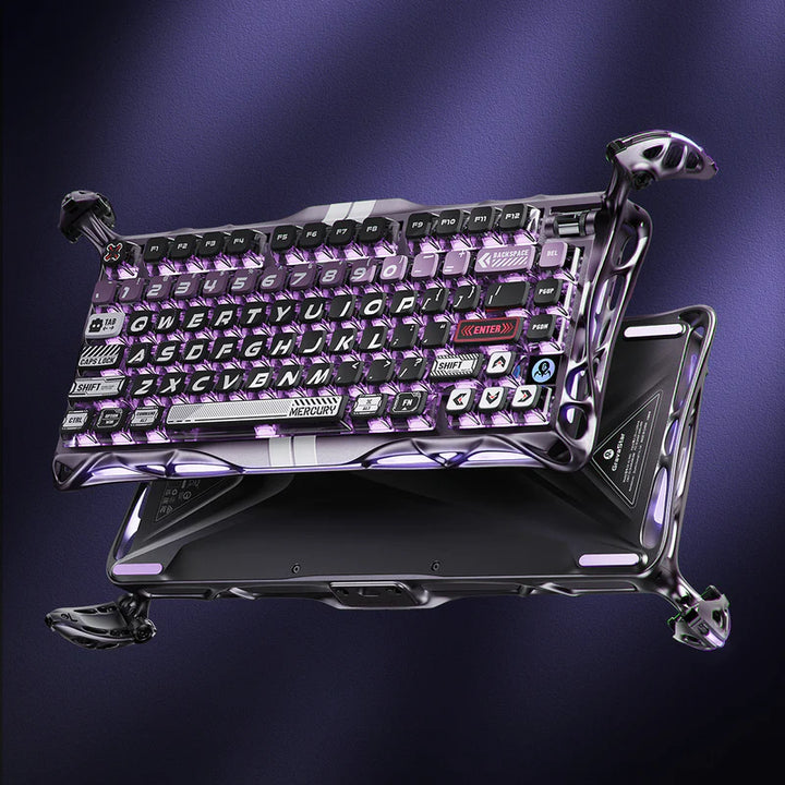 Teclado mecánico Gamer GravaStar MERCURY V75 PRO HE Cableado Ingles, Iron Purple - Magnetic Switch - Achorao