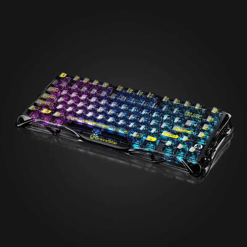 Teclado Gamer Mecánico Gravastar Mercury K1 Lite, Inalámbrico, Layout Inglés, Color Transparent Black - Achorao