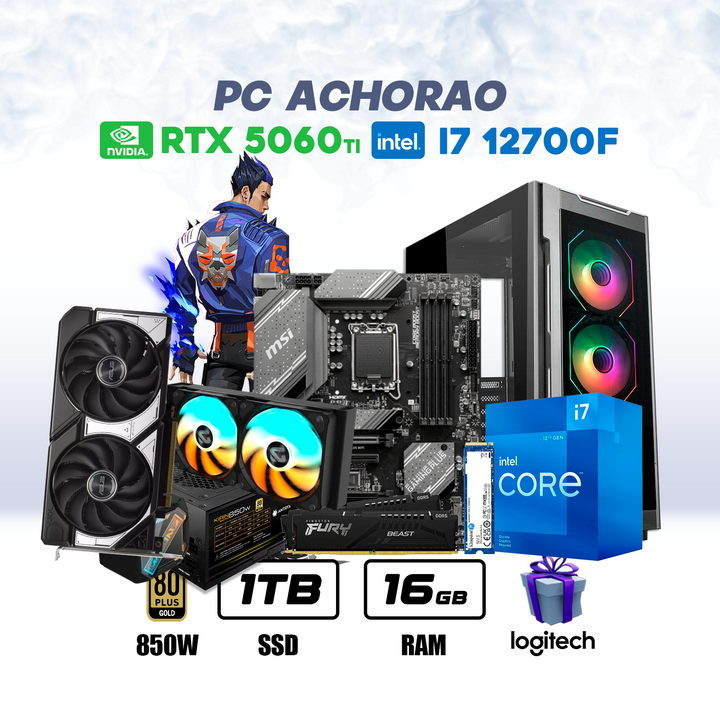 PC Gamer Achorao i7-12700F + RTX 5060 Ti 8GB + 16GB DDR5 + 1TB NVMe - Achorao