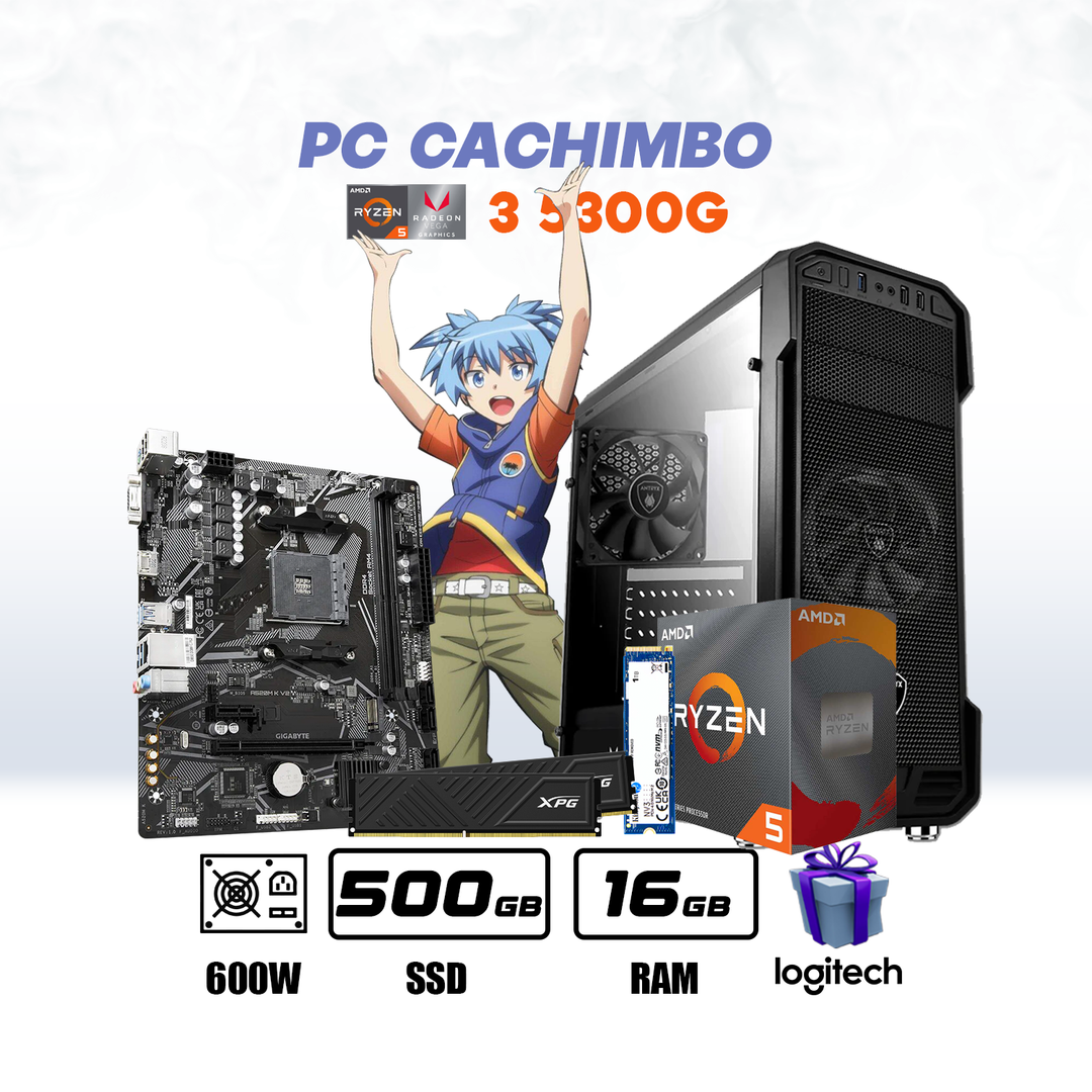 CPU Cachimbo AMD Ryzen 3 5300G | VEGA 7 | 500GB SSD | 16GB DDR4 #S4051 - Achorao