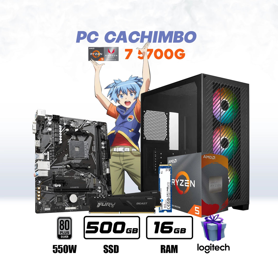 PC Gamer Cachimbo AMD Ryzen 7 5700G + VEGA 8 + 500GB NVMe + 16GB DDR4