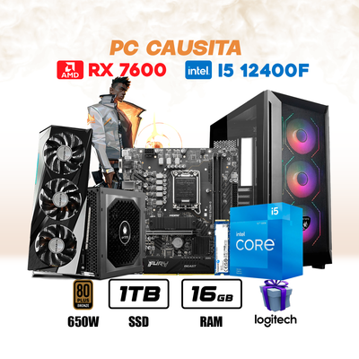 CPU Gamer Causita Intel Core I5 12400F | RX 7600 8GB | 1TB SSD | 16GB DDR5 #G5101