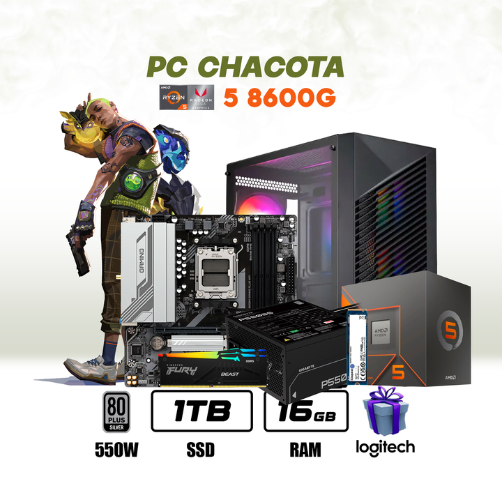 PC Chacota Ryzen 5 8600g + 16GB DDR5 + 1TB SSD (Gaming Casual)