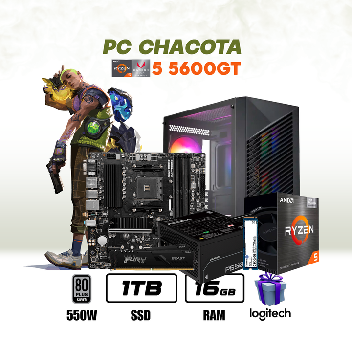 PC Chacota Ryzen 5 5600GT + 16GB DDR4 + 1TB SSD (Gaming Casual)