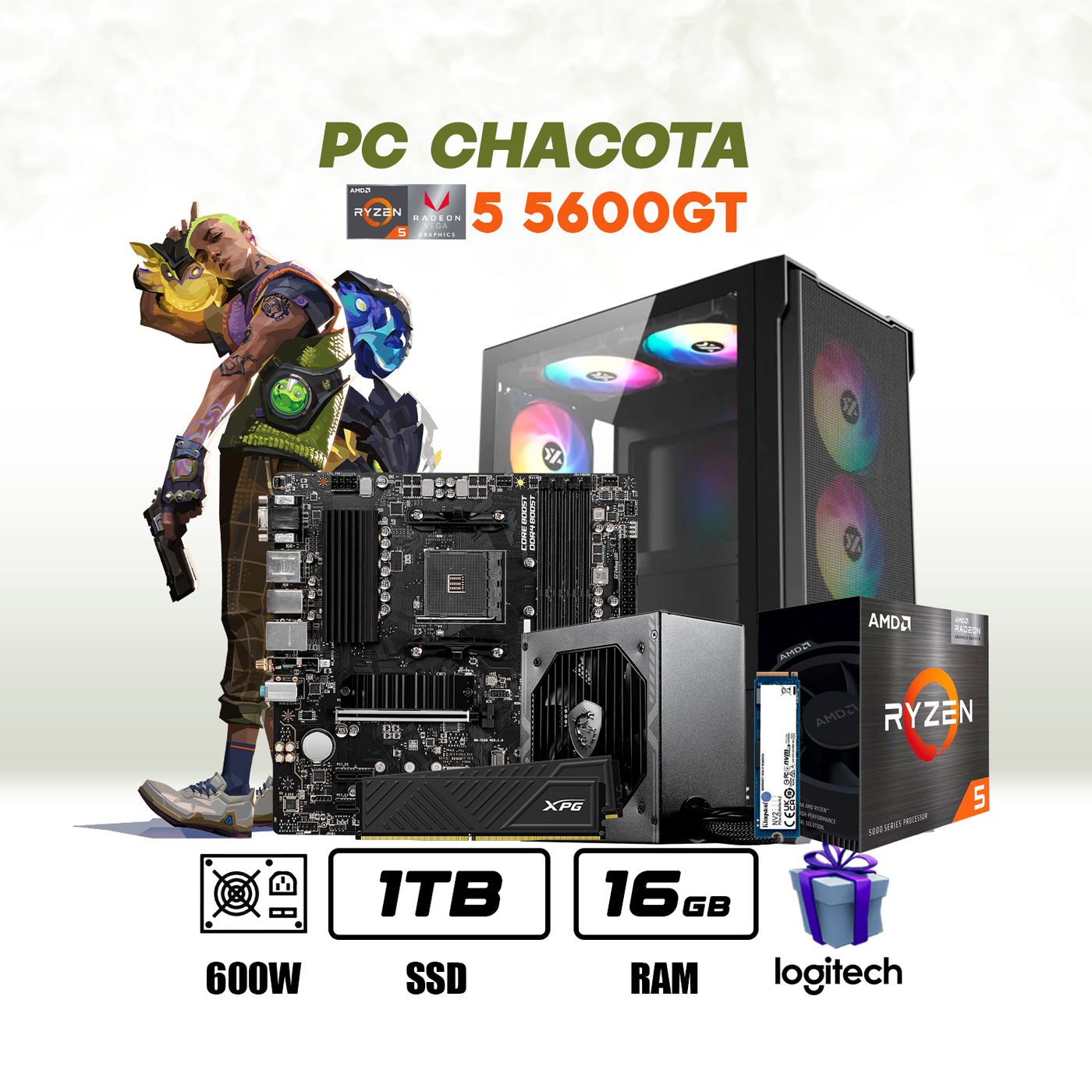 CPU Chacota AMD Ryzen 5 5600GT | VEGA 7 | 1TB SSD | 16GB DDR4 #S3122