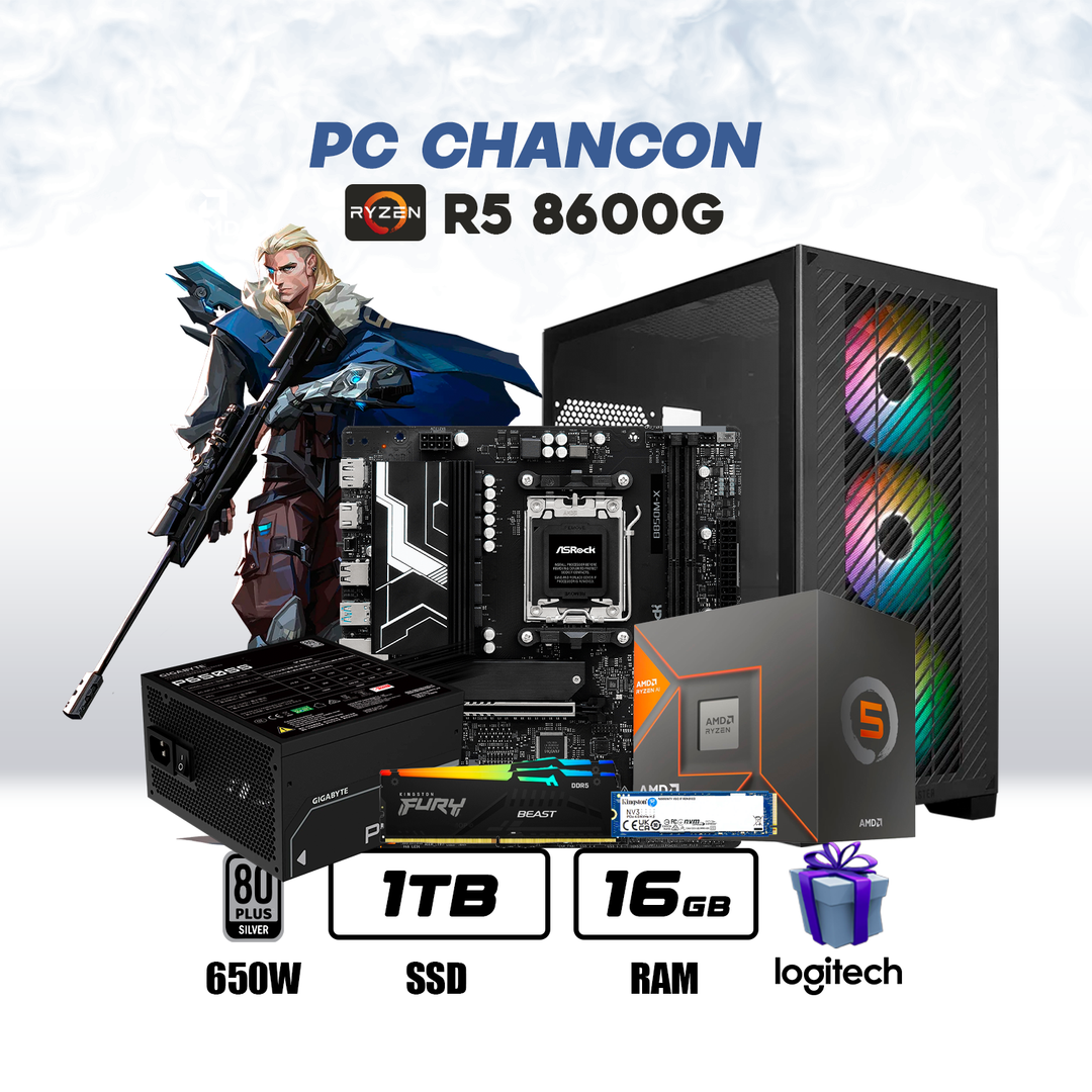 PC Chancon Ryzen 5 8600G + AMD Radeon 760M + 16GB DDR5 + 1TB NVMe