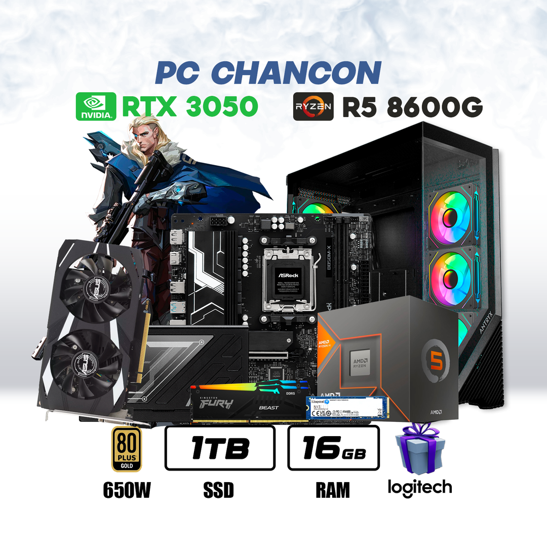 PC Chancon Ryzen 5 8600G + RTX 3050 6GB | 8GB DDR5 | 1TB NVMe - Achorao