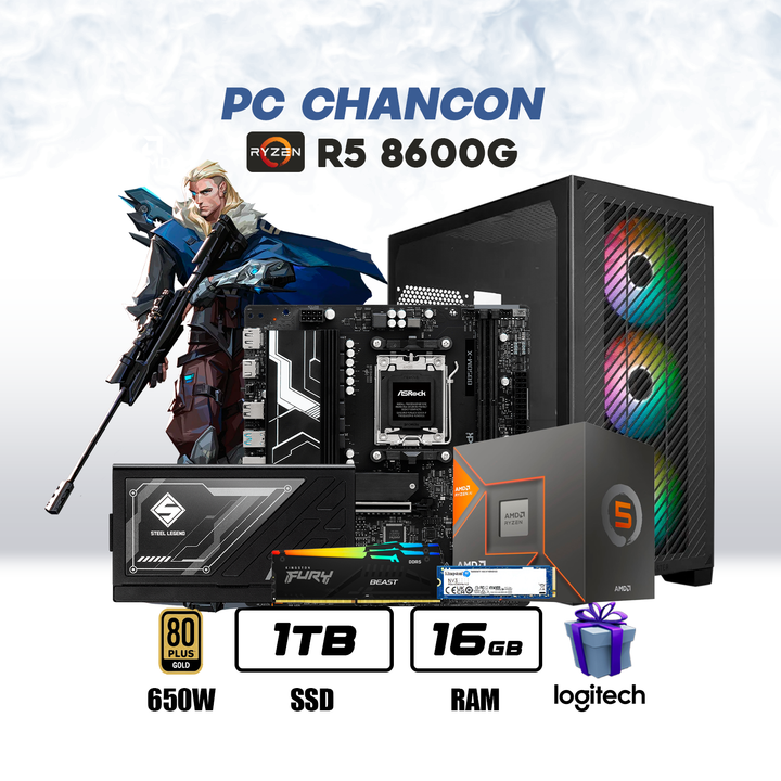 PC Chancon Ryzen 5 8600G + AMD Radeon 760M + 16GB DDR5 + 1TB NVMe