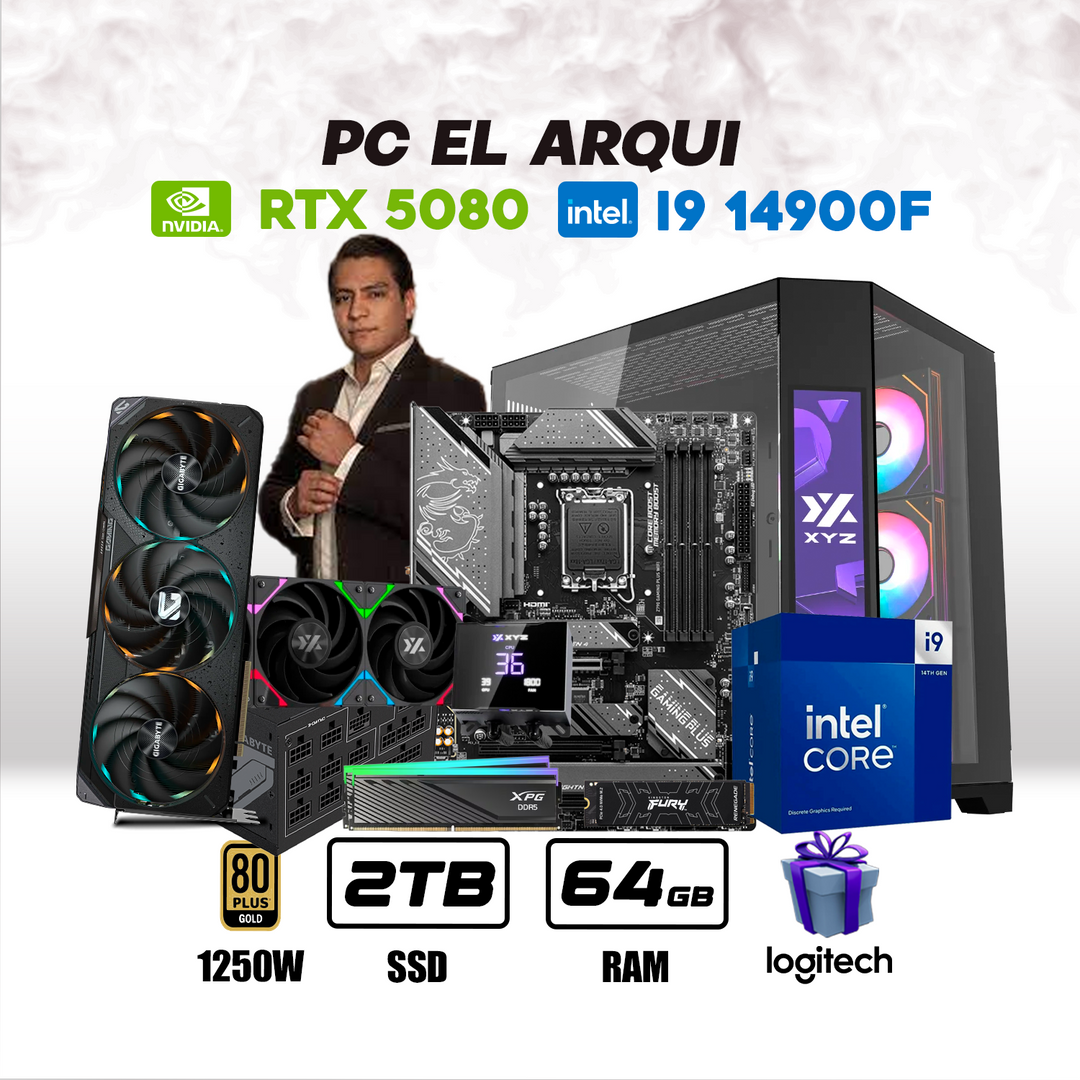 CPU El Arqui Intel Core i9 14900F | RTX 5080 16GB | 2TB SSD | 64GB RAM | ENF. LIQ. #IA9123 - Achorao