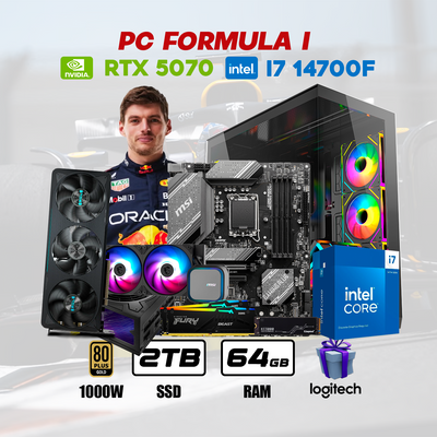 CPU Fórmula 1 Intel Core i7 14700F | RTX 5070 12GB | 2TB SSD | 64GB DDR5 | ENF. LIQ. #WRC24