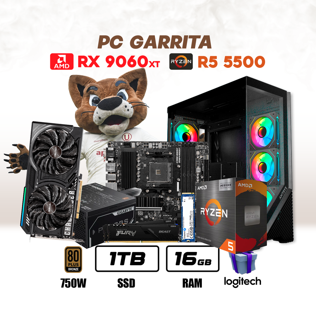PC Garrita Ryzen 5 5500 + RX 9060 XT 16GB + 16GB + 1TB NVMe - Achorao