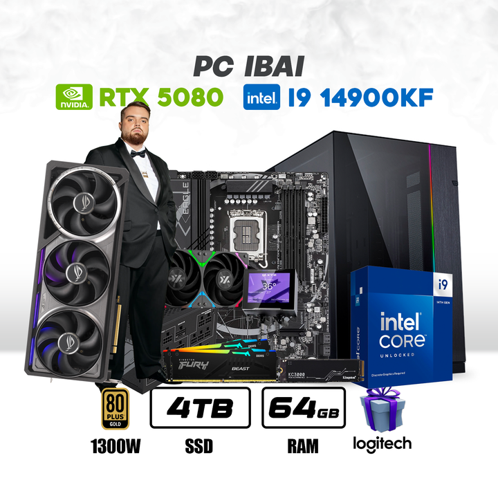 CPU Ibai Intel Core I9 14900KF | RTX 5080 16GB | 4TB SSD | 64GB RAM | ENF. LIQ. #M9133 - Achorao
