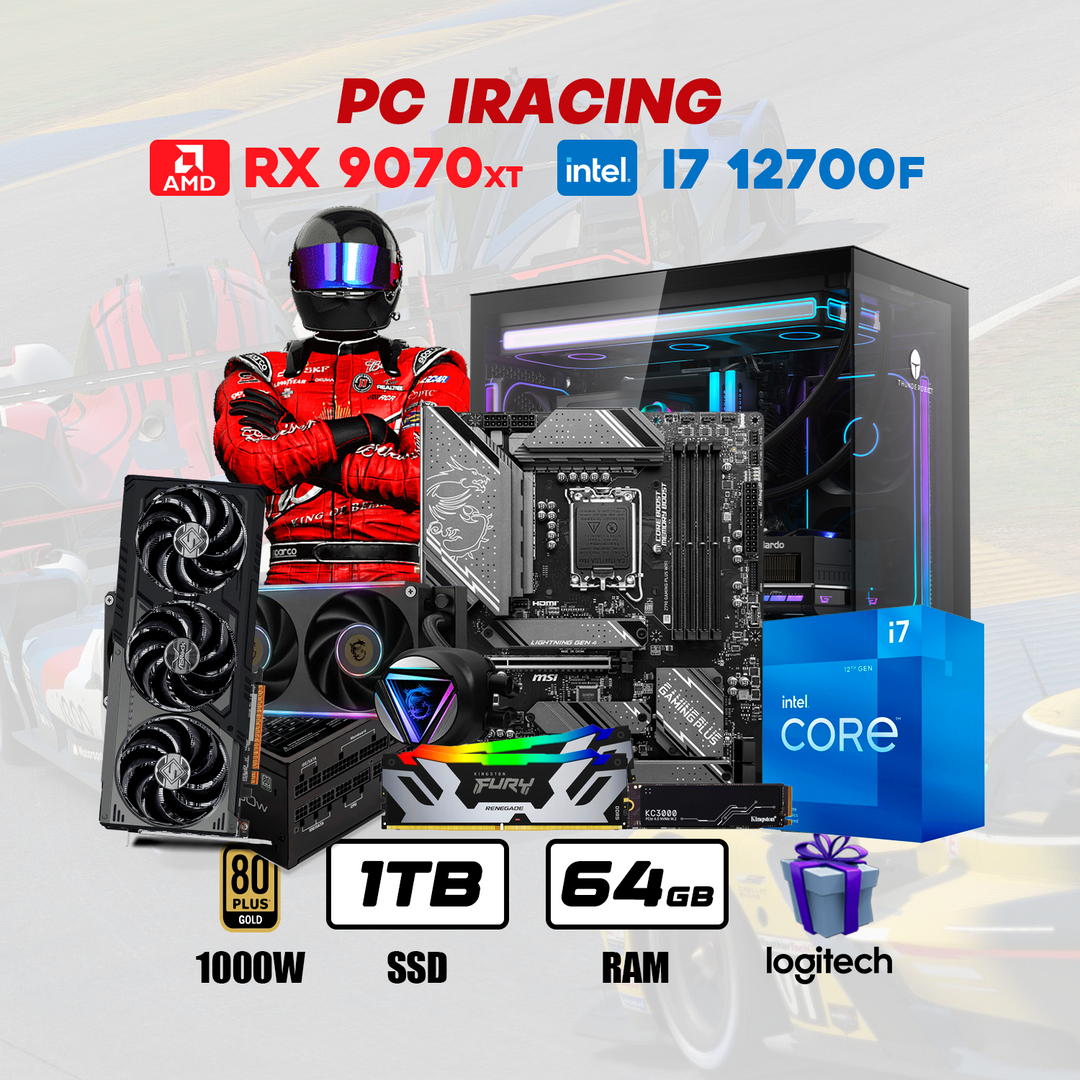PC IRacing Intel Core I7 12700F + RX 9070 XT 16GB + 1TB NVMe + 64GB DDR5 + ENF. LIQ.
