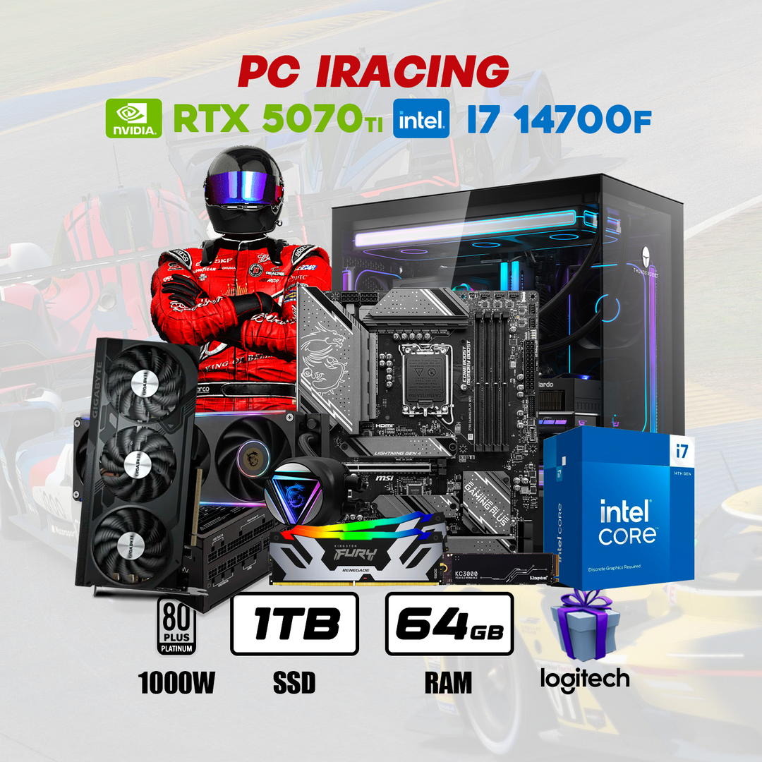 PC IRacing Intel Core I7 14700F + RTX 5070 Ti 16GB + 2TB NVMe + 64GB DDR5 + ENF. LIQ.