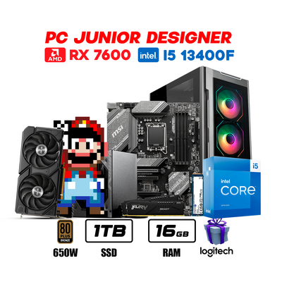 CPU Jr Designer Intel Core i5 13400F | RX 7600 8GB | 1TB SSD | 16GB DDR5 #D5121