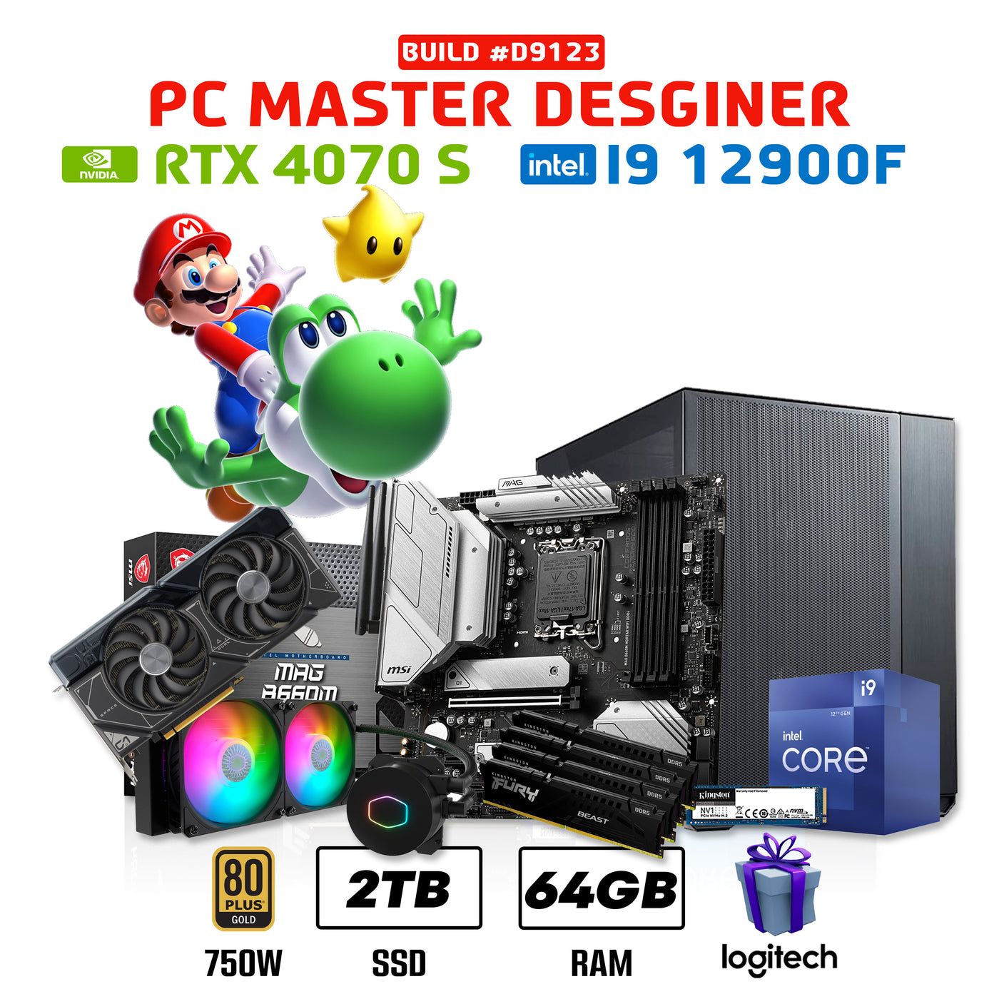 CPU MASTER DESIGNER #D9123 INTEL I9 12900F | RTX 4070 S 12GB | 2TB SSD | 64GB DDR5 | ENF. LIQ.