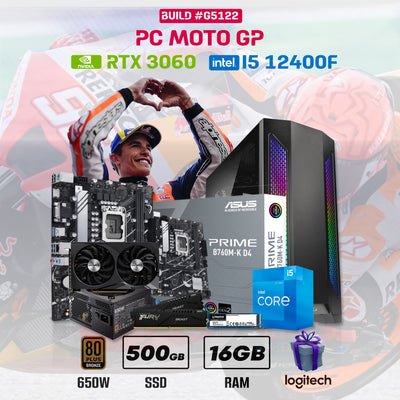 CPU GAMER MOTO GP #G5122 CORE I5 12400F | RTX 3060 12GB | 500GB SSD | 16GB DDR4