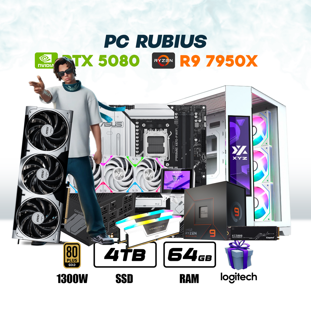 CPU El Rubius Ryzen 9 7950X | RTX 5080 16GB | 4TB SSD | 64GB RAM | ENF. LIQ. #ER9791 - Achorao