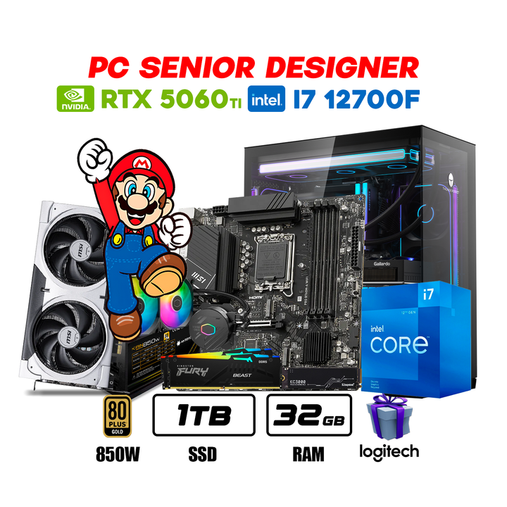 PC Senior Designer i7 12700F + RTX 5060ti 8GB + 32GB DDR5 + 1TB NVMe
