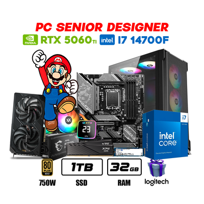 CPU Sr Designer Intel Core i7 14700F | RTX 5060 TI | 1TB SSD | 32GB DDR5 | ENF. LIQ
