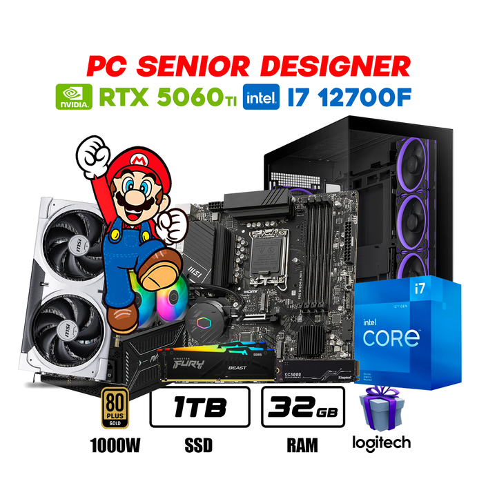 PC Senior Designer i7 12700F + RTX 5060ti 8GB + 32GB DDR5 + 1TB NVMe