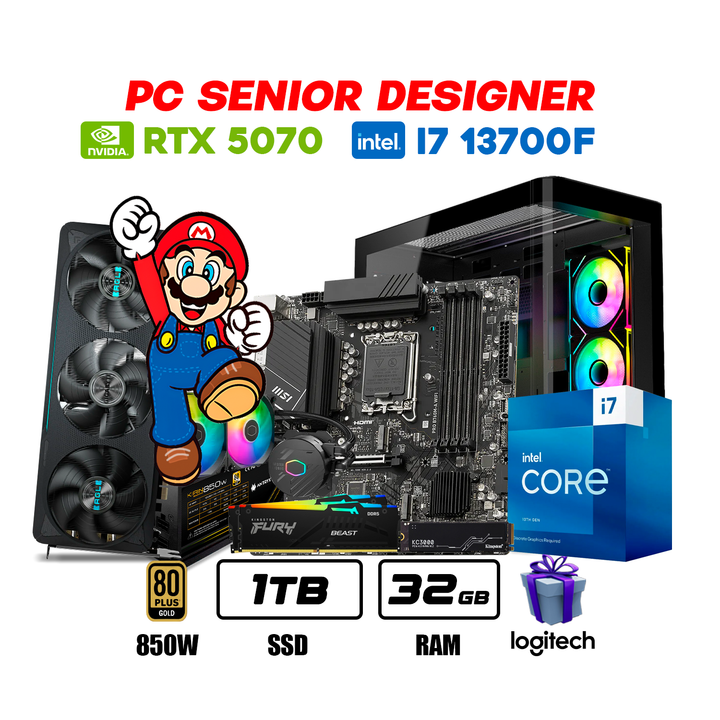 PC Senior Designer i7 13700F + RTX 5070 12GB + 32GB DDR5 + 1TB NVMe - Achorao