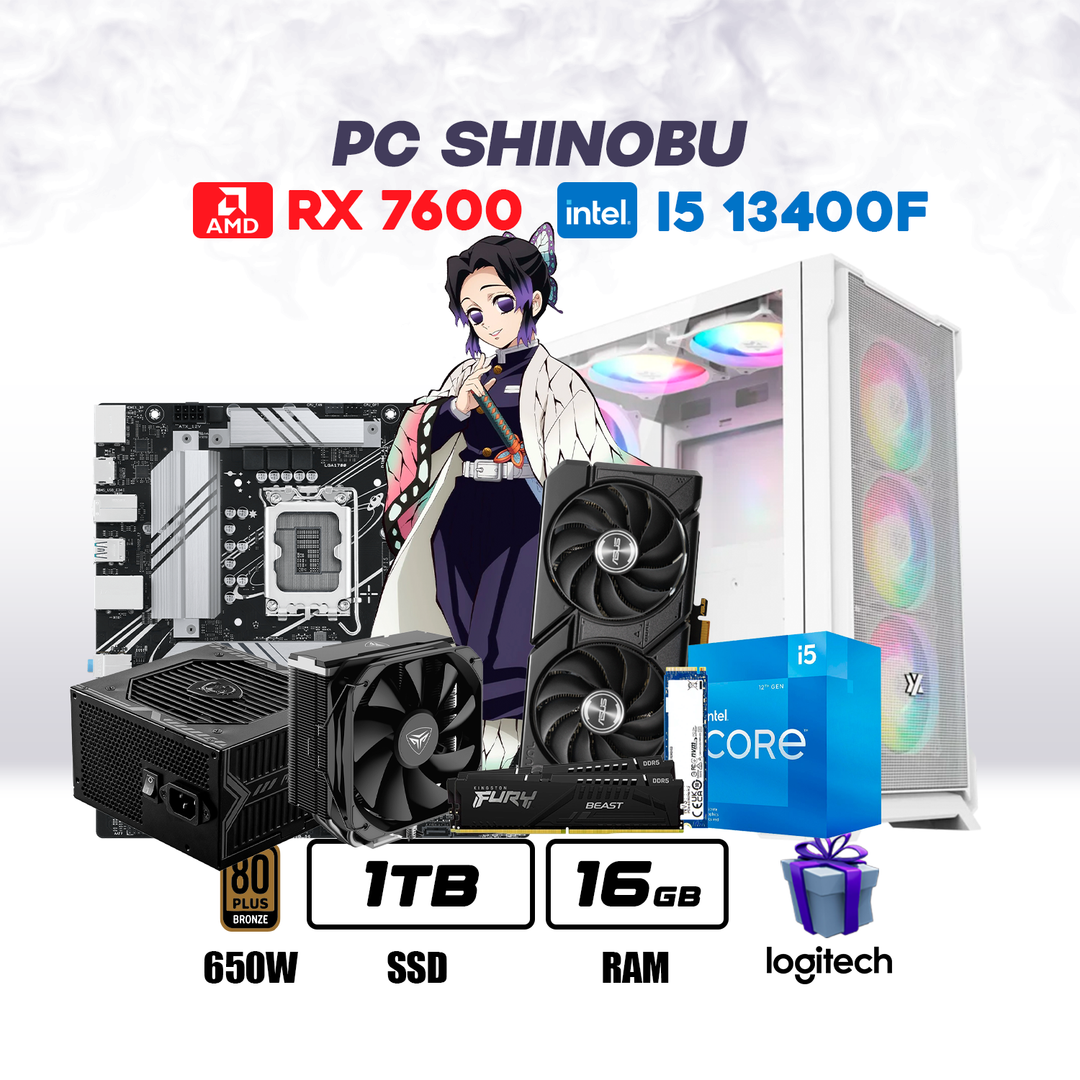 CPU Shinobu Intel Core I5 13400F | RX 7600 8GB | 1TB SSD | 16GB RAM DDR5 | ENF. TORRE #P5121 - Achorao