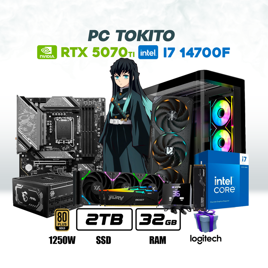 CPU Tokito Intel Core I7 14700F | Rtx 5070 ti 16Gb | 2Tb Ssd | 32Gb Ram | Enf. Liq. #P7133TK - Achorao