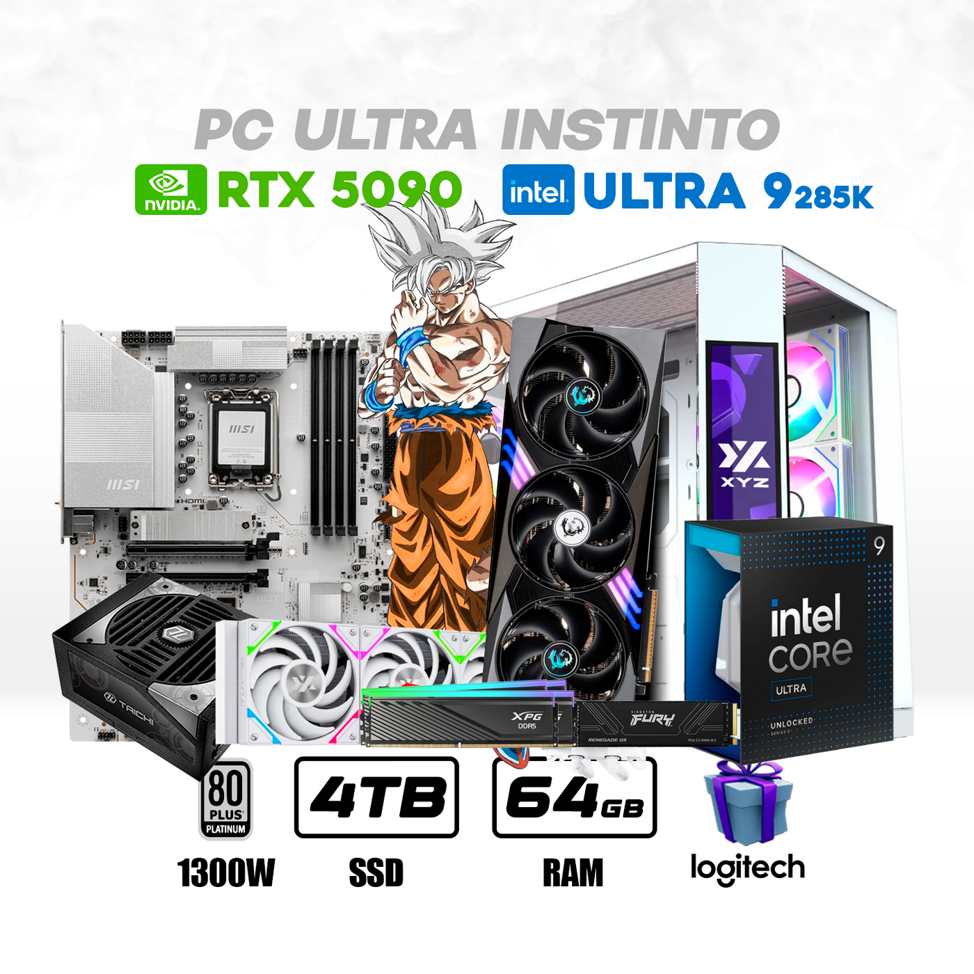 CPU Ultrainstinto Intel Ultra 9 285k | Rtx 5090 32Gb | 4Tb Ssd | 64Gb Ram DDR5 | Enf. Liq.