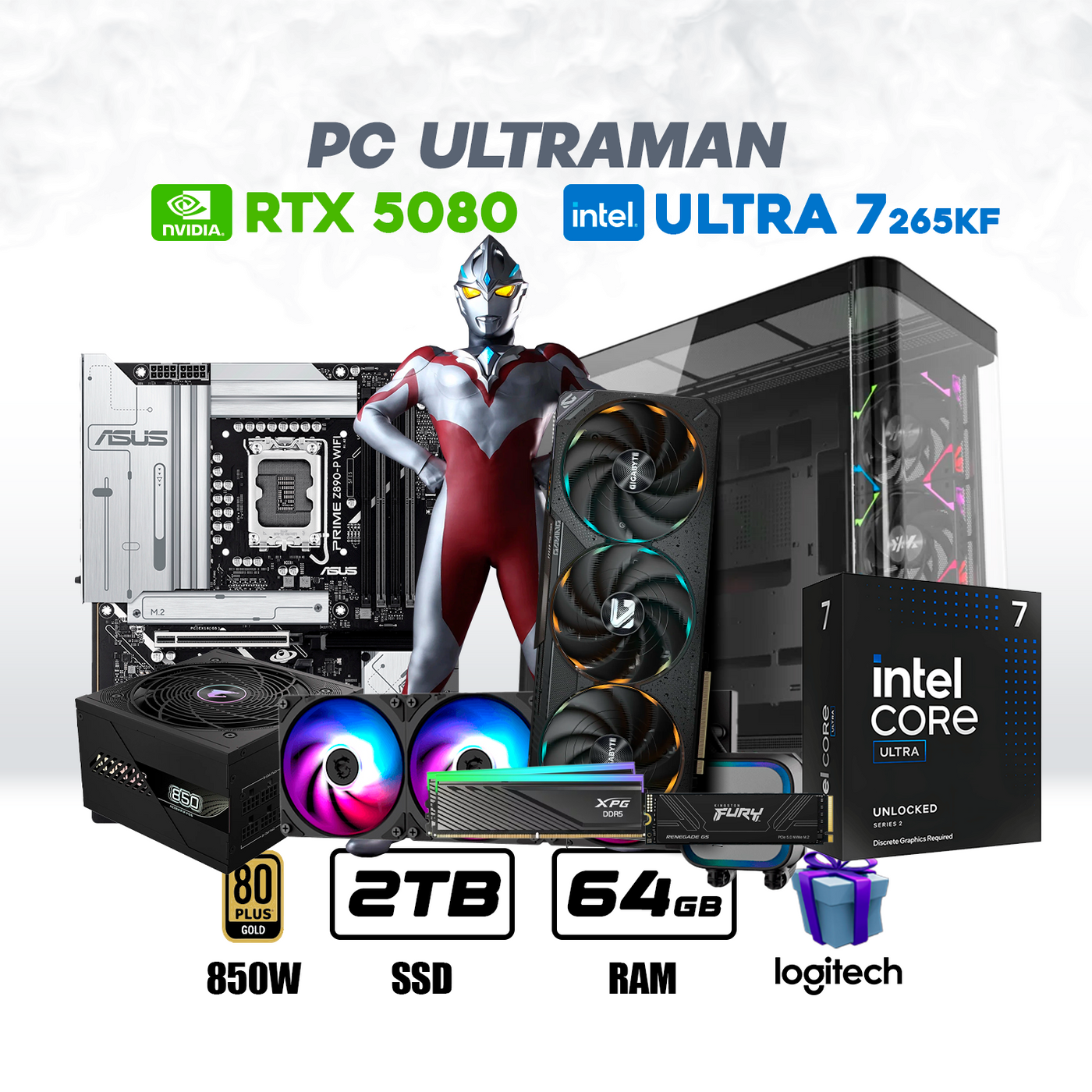 CPU Ultraman Intel Ultra 7 265kf | Rtx 5070 ti 16Gb | 2Tb Ssd | 64Gb Ram | Enf. Liq.