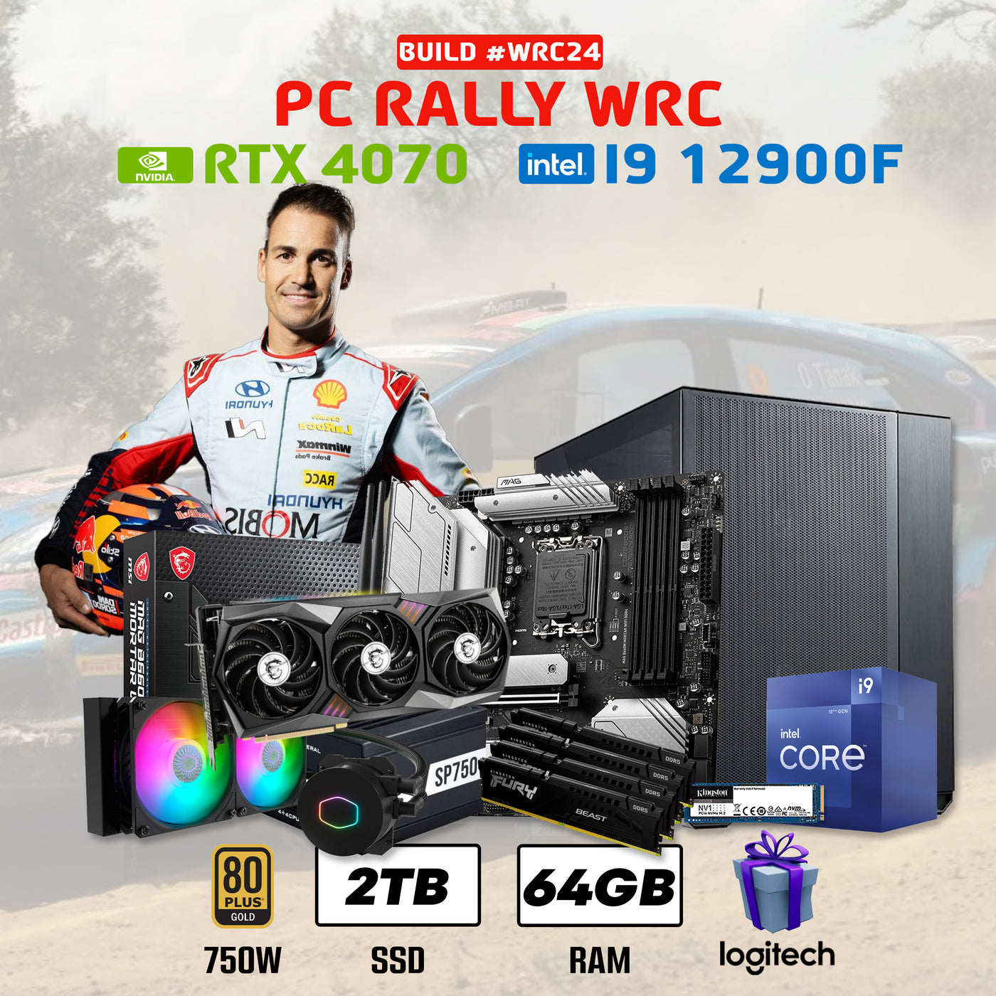 PC RALLY WRC #WRC24 INTEL CORE I9 12900F | RTX 4070 12GB | 2TB SSD | 64GB DDR5 | ENF. LIQ.