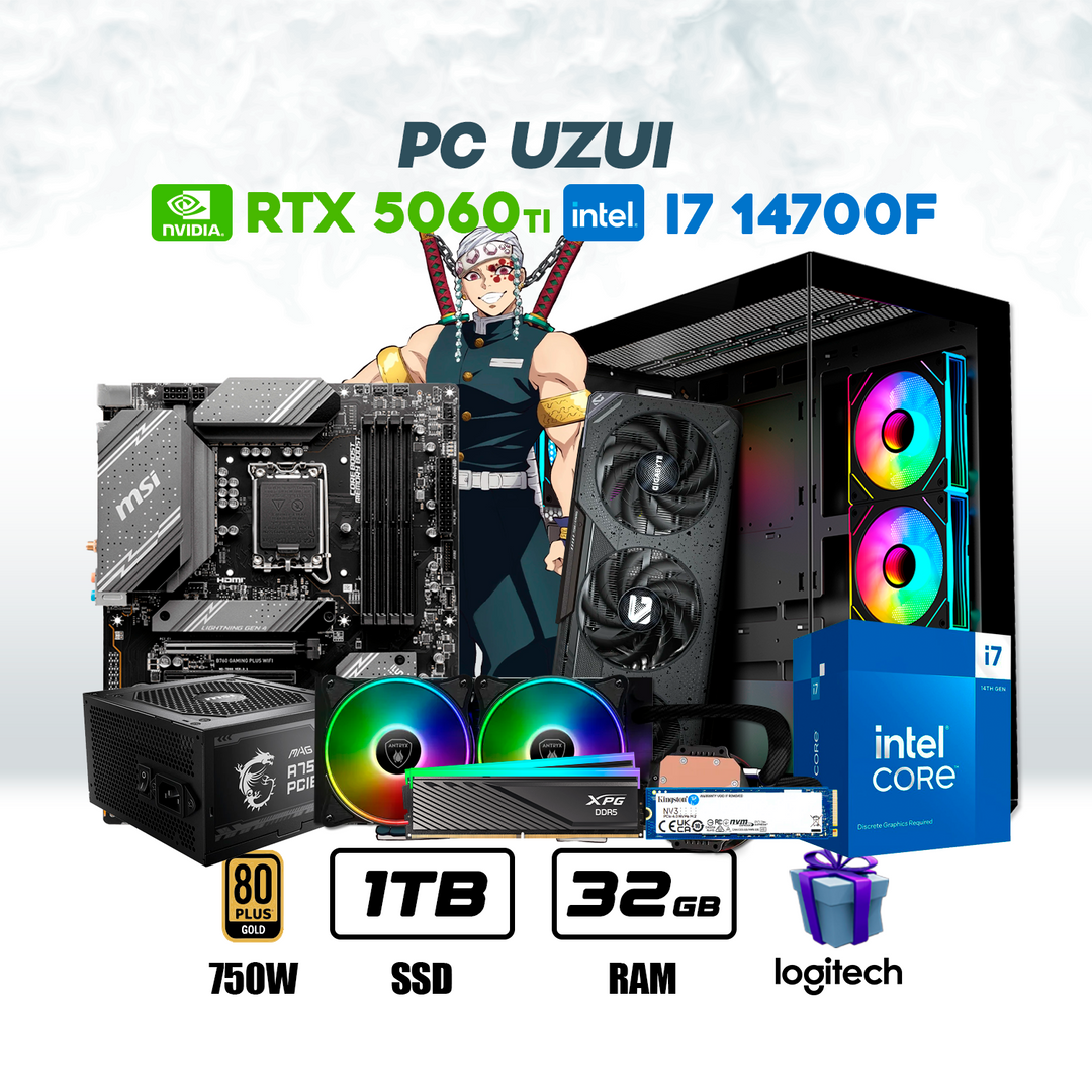 CPU Uzui Intel Core i7 14700F | RTX 5060 Ti 8GB | 1TB SSD | 32GB RAM DDR5 | ENF. LIQ. #P7133 - Achorao