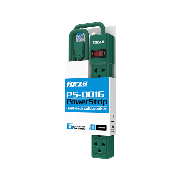 Supresor de pico Forza PS-001G 110/220v 6 univ NEMA Breaker, Green