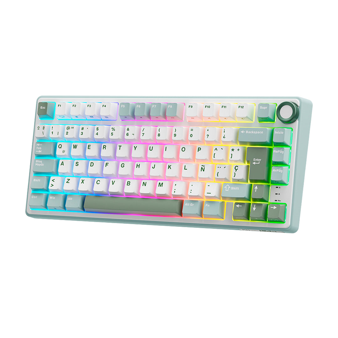 Teclado Gamer Mecánico Royal Kludge RK R75, Cableado, Switch Silver Lineal, Color Skycyan - Achorao
