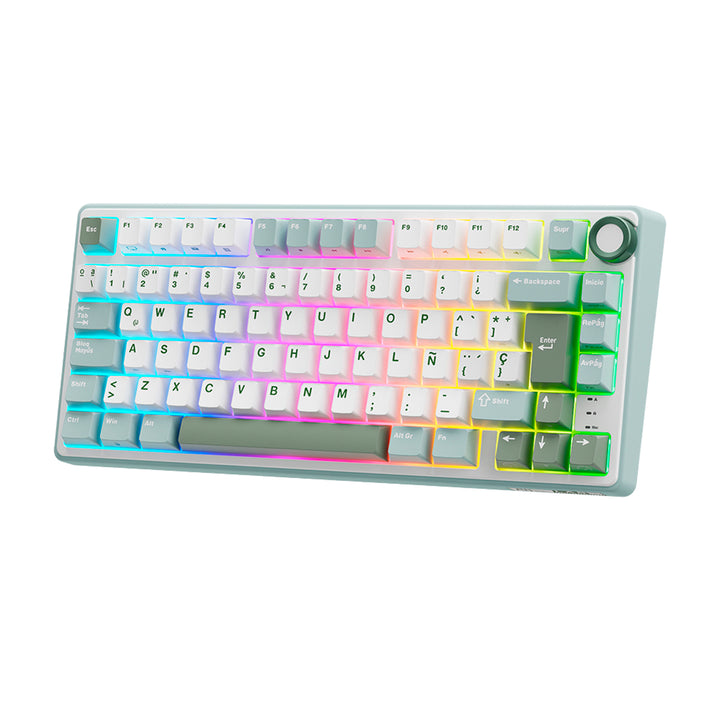 Teclado Gamer Mecánico Royal Kludge RK R75, Cableado, Switch Silver Lineal, Color Skycyan - Achorao
