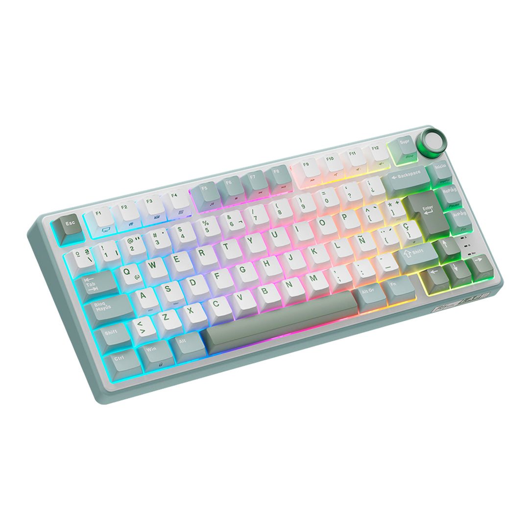 Teclado Gamer Mecánico Royal Kludge RK R75, Cableado, Switch Silver Lineal, Color Skycyan - Achorao