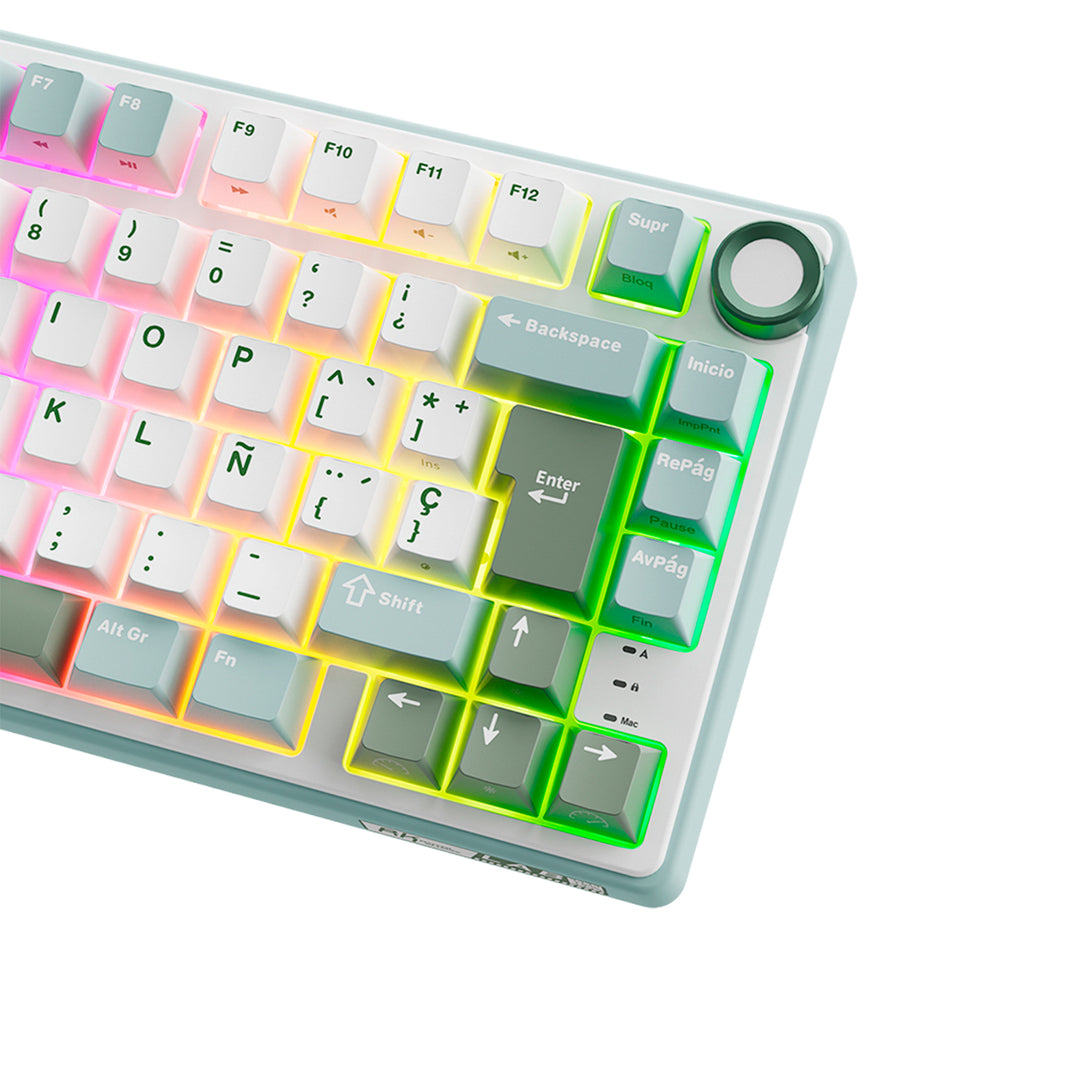 Teclado Gamer Mecánico Royal Kludge RK R75, Cableado, Switch Silver Lineal, Color Skycyan - Achorao