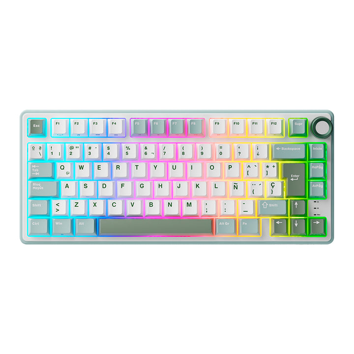 Teclado Gamer Mecánico Royal Kludge RK R75, Cableado, Switch Silver Lineal, Color Skycyan - Achorao