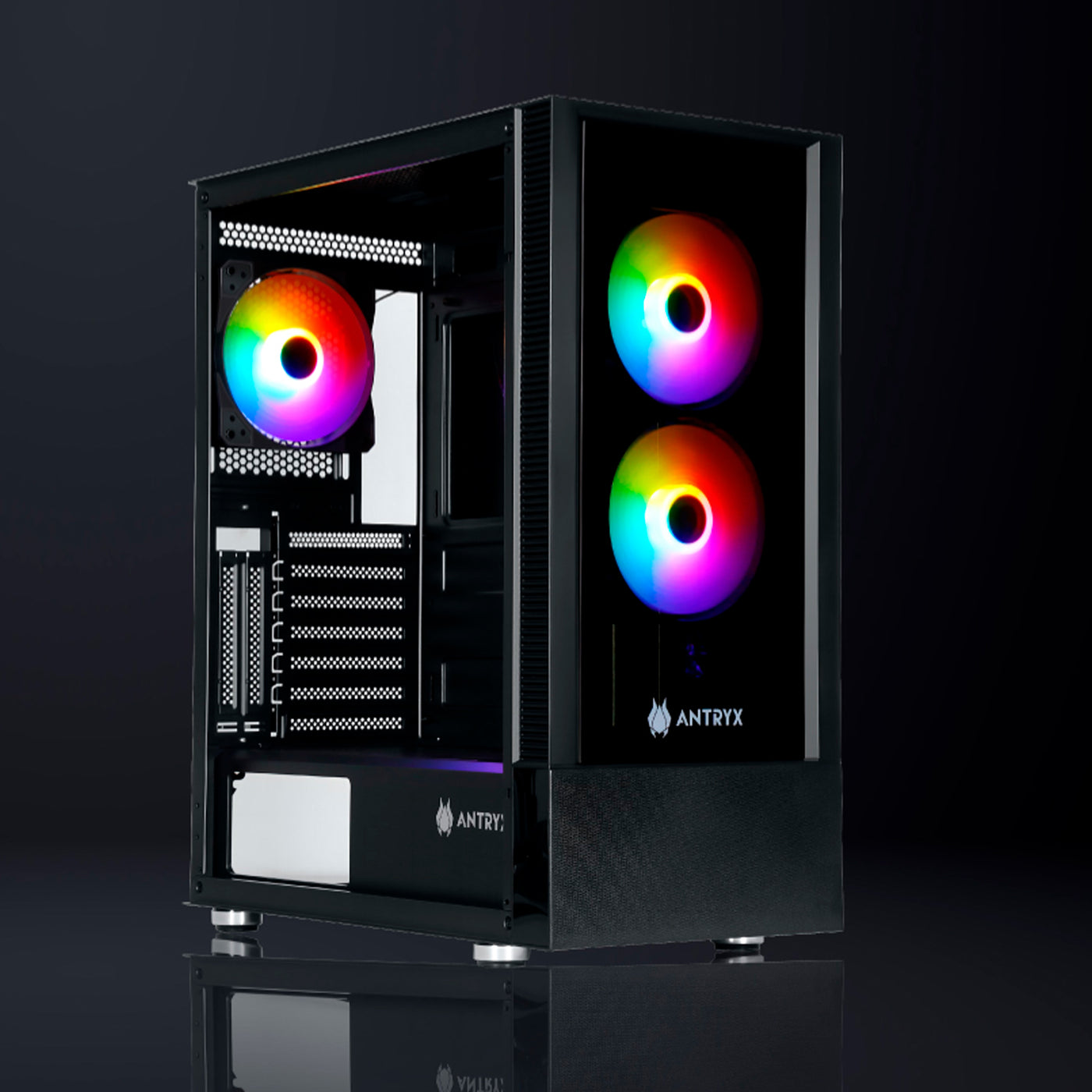 CASE C/FUENTE B500W ANTRYX RX-240, FRGB FAN X3, VIDRIO TEMPLADO - Achorao